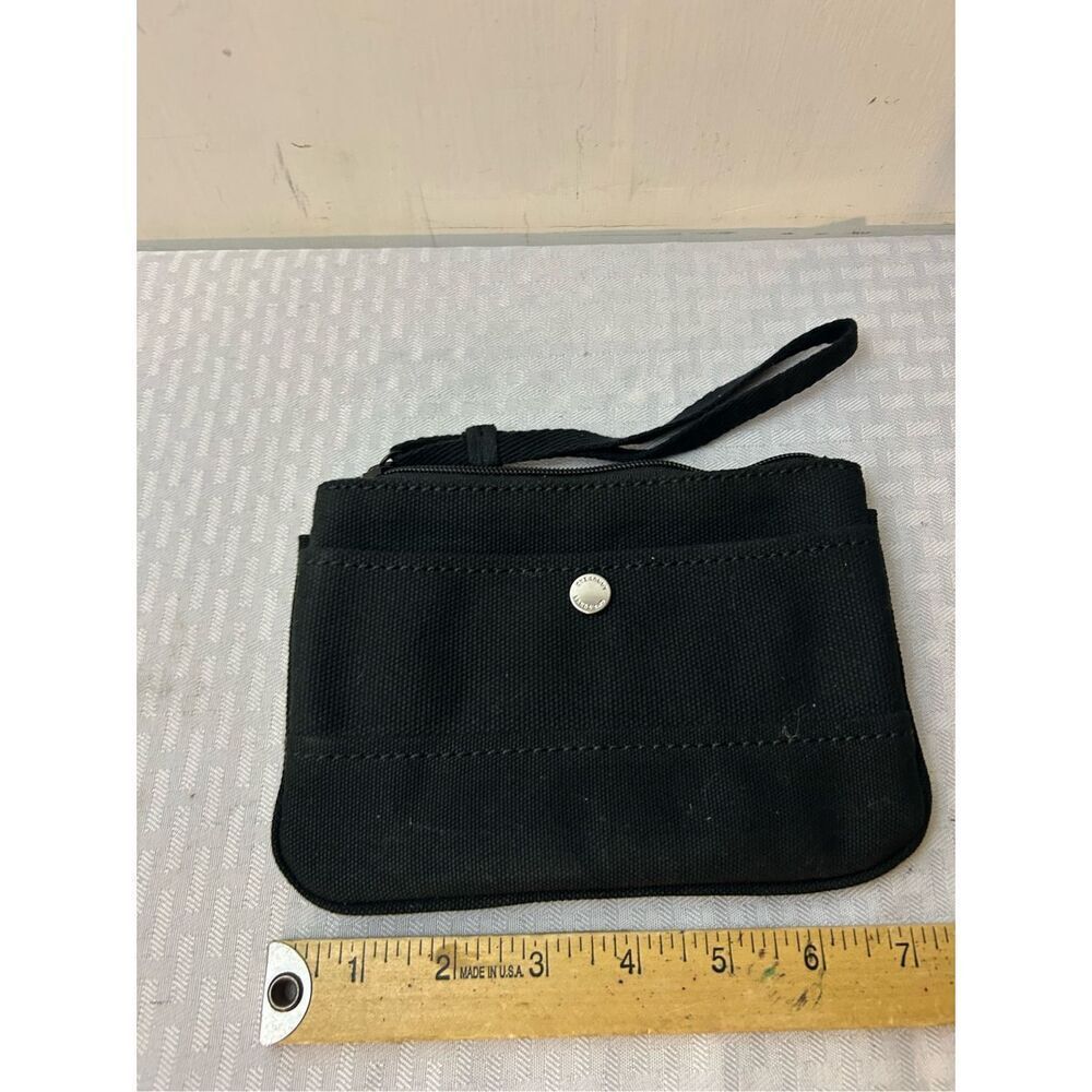 Lands end zipper wallet canvas black 8"x5" snap